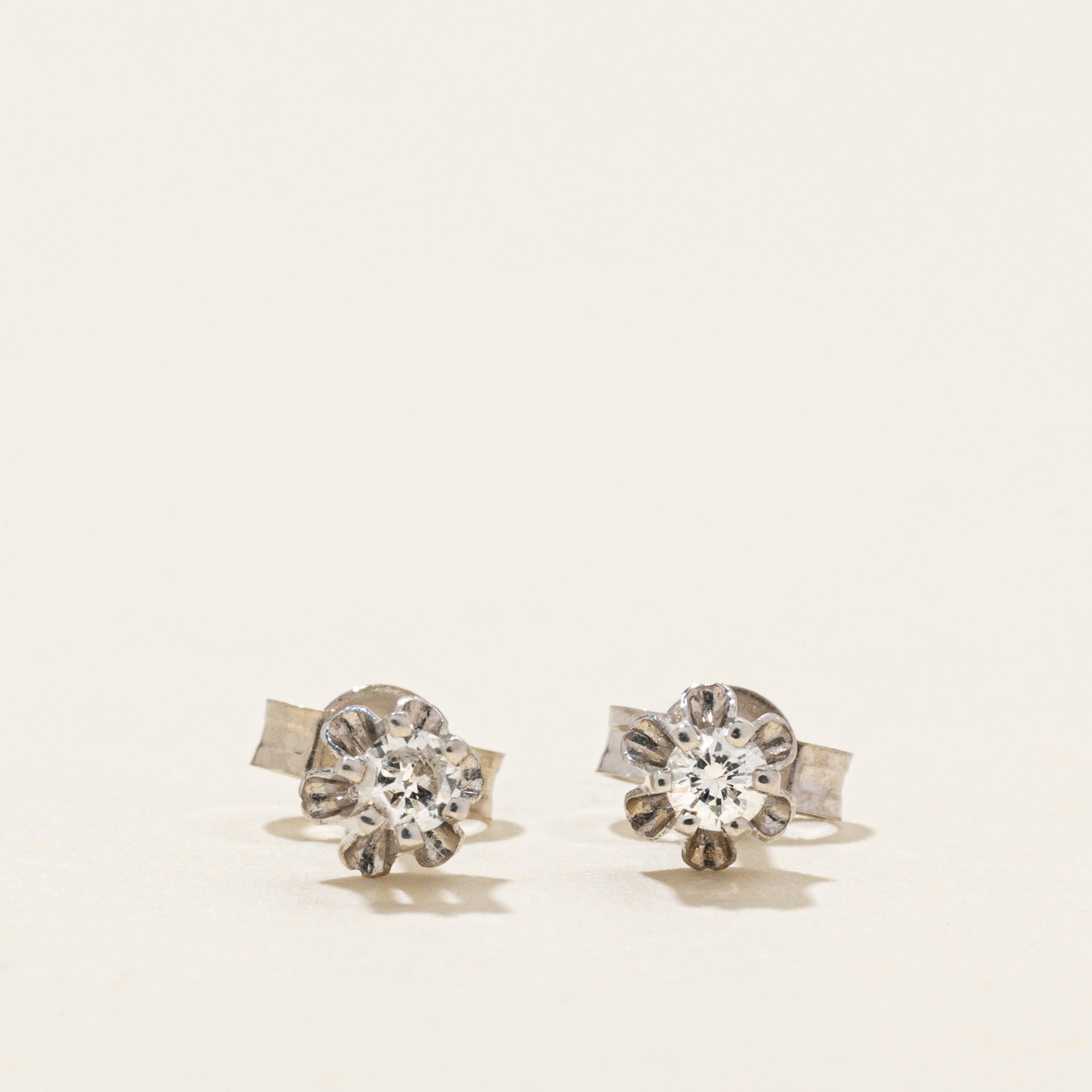 Belcher Set Diamond Stud Earrings