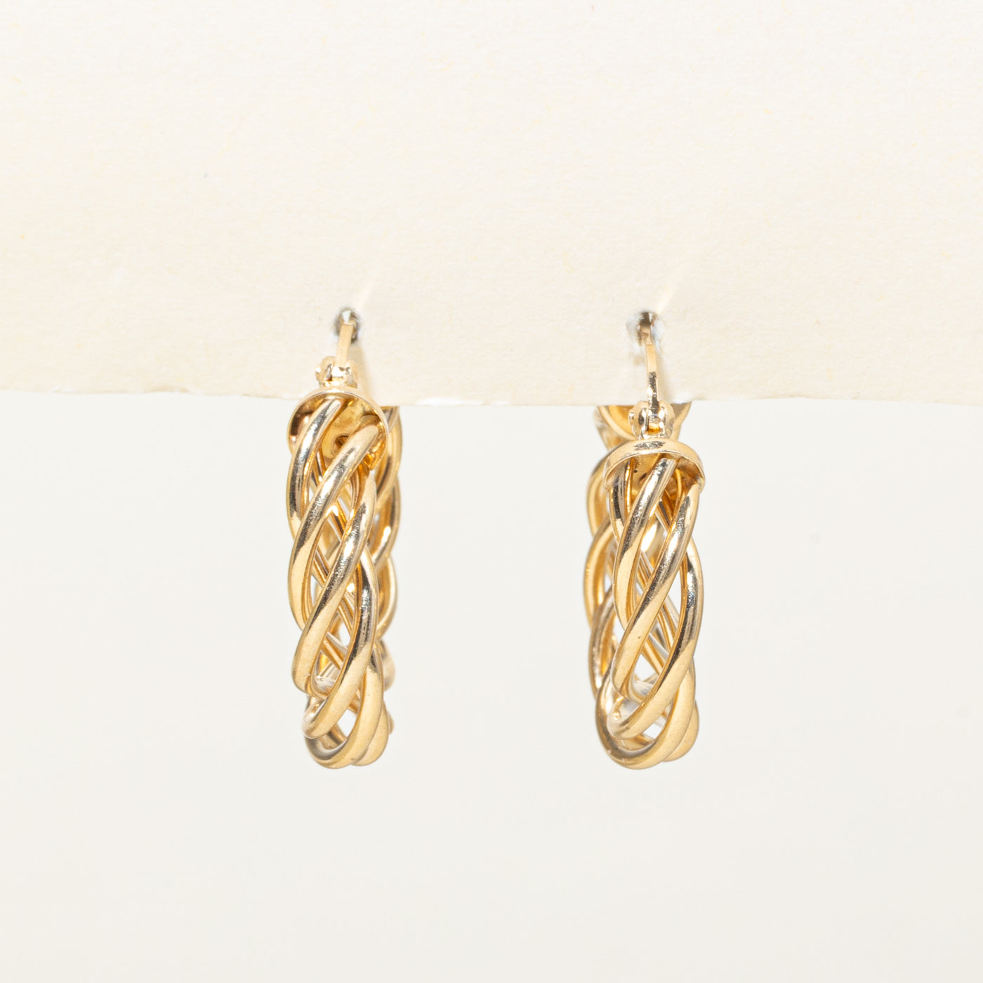 14k Yellow Gold Twisted Hoop Earrings