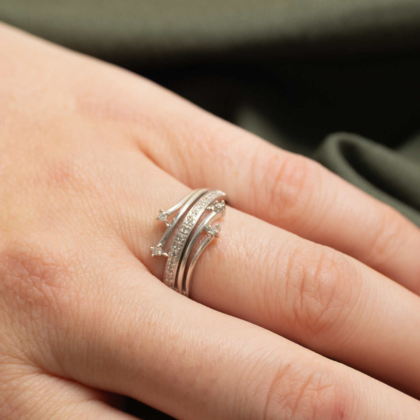 Semi Eternity Diamond Bypass Ring | SZ 7