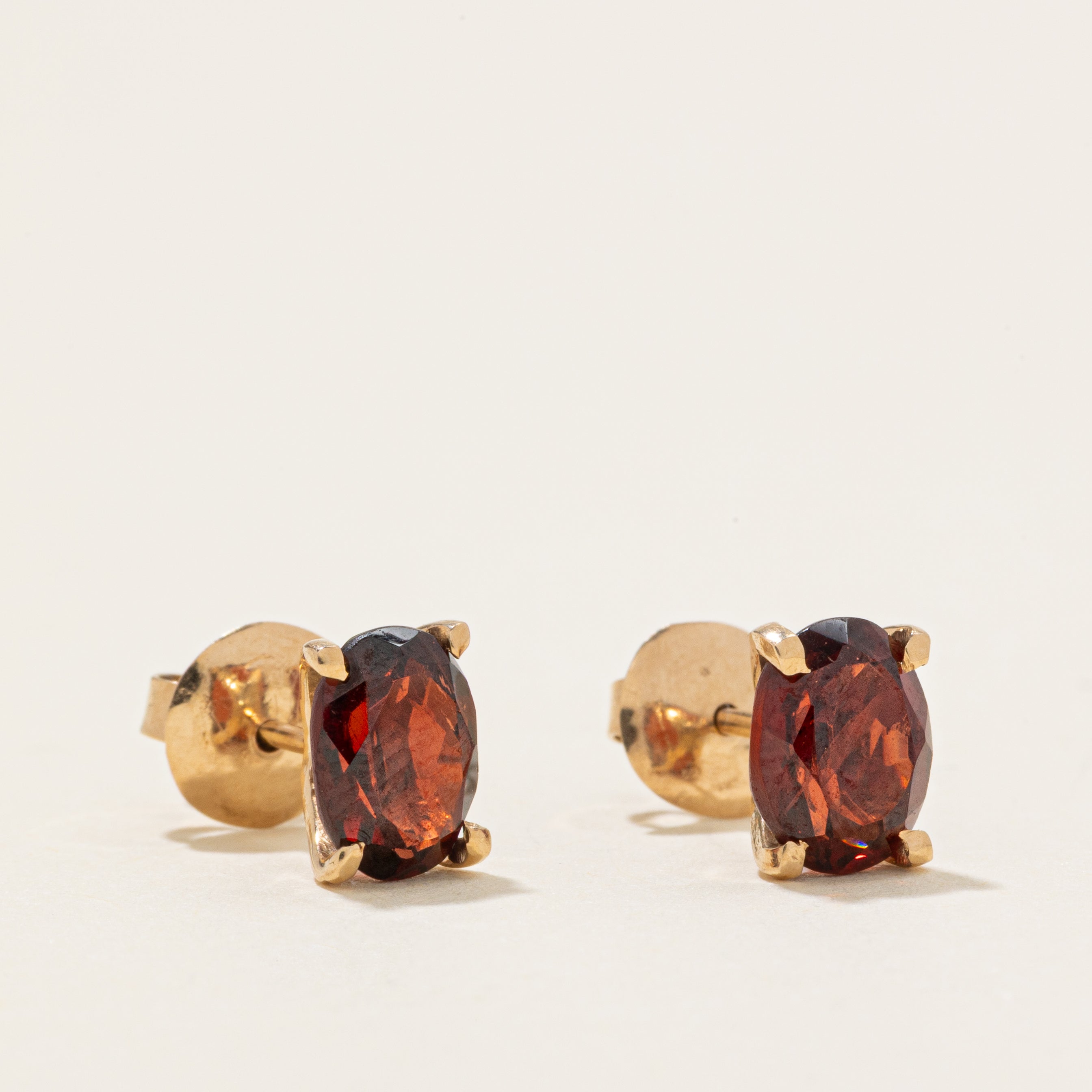 Solitaire Garnet Stud Earrings