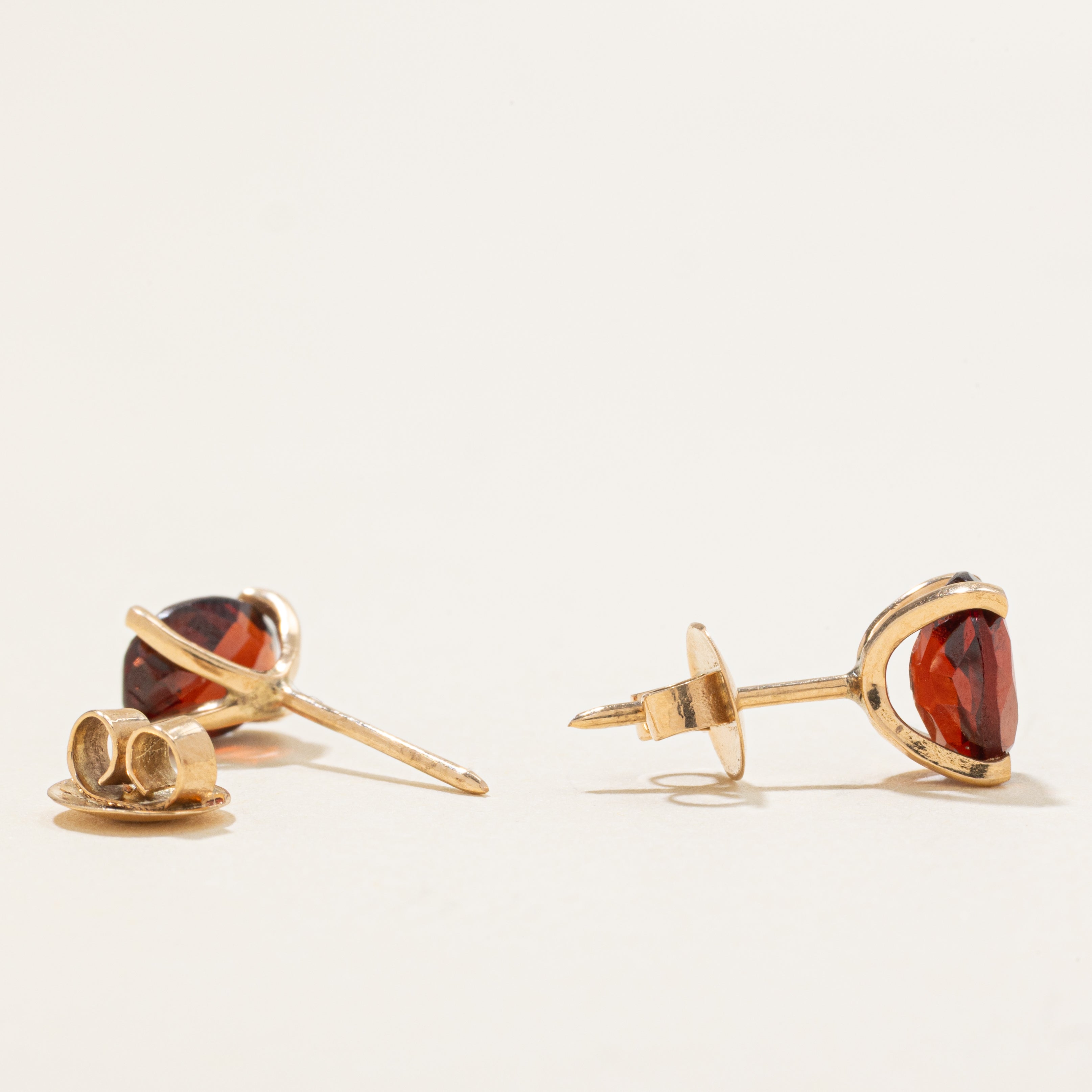 Solitaire Garnet Stud Earrings