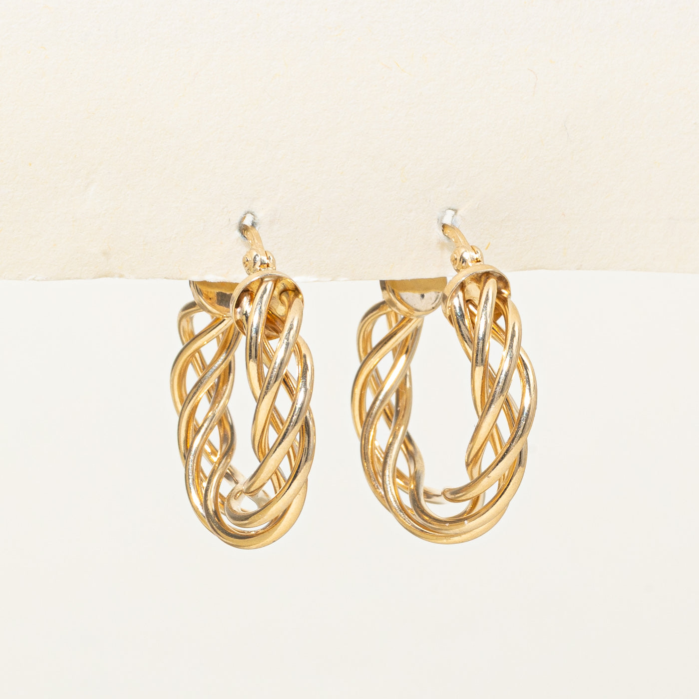 14k Yellow Gold Twisted Hoop Earrings
