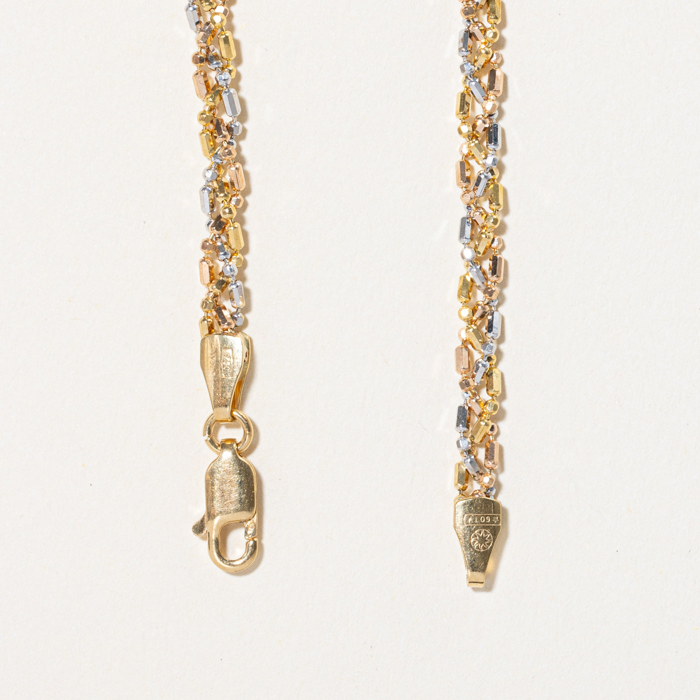 18k Tri Tone Gold Braided Bead Chain | 16" |