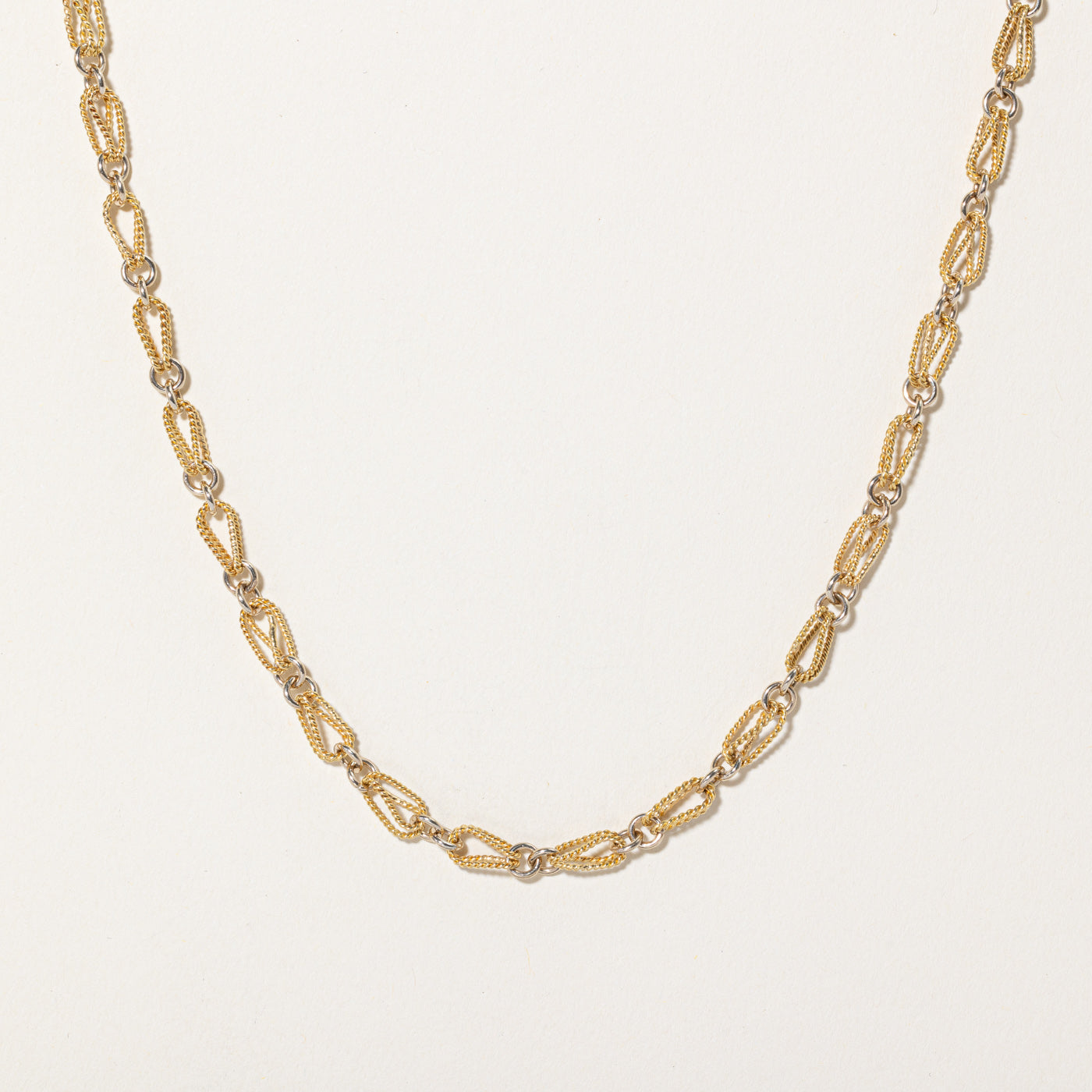 18k Two Tone Gold Textured Loop Chain | 23" |
