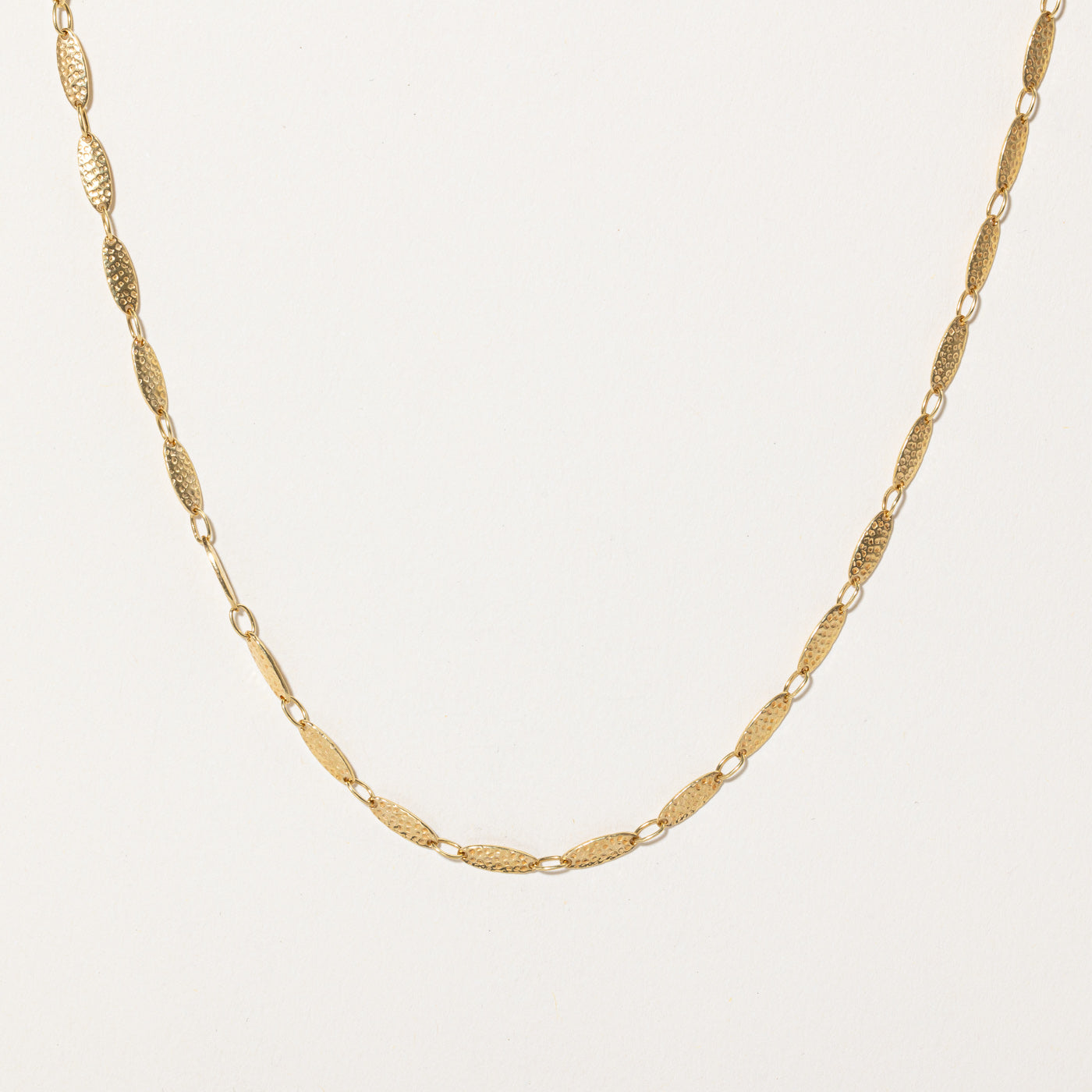 18k Yellow Gold Textured Oval Bar Link Chain | 26" |