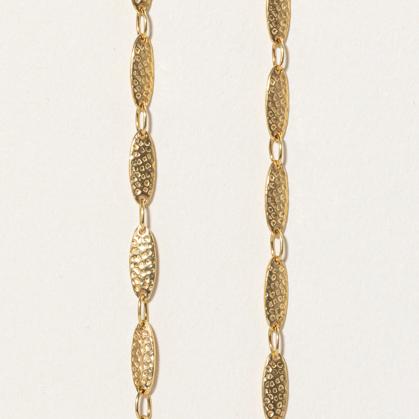 18k Yellow Gold Textured Oval Bar Link Chain | 26" |