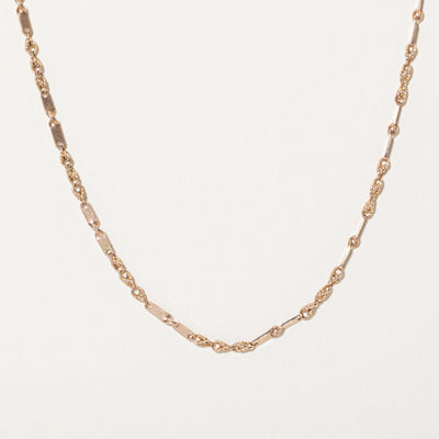 10k Yellow Gold Twisted Bar Link Chain | 18