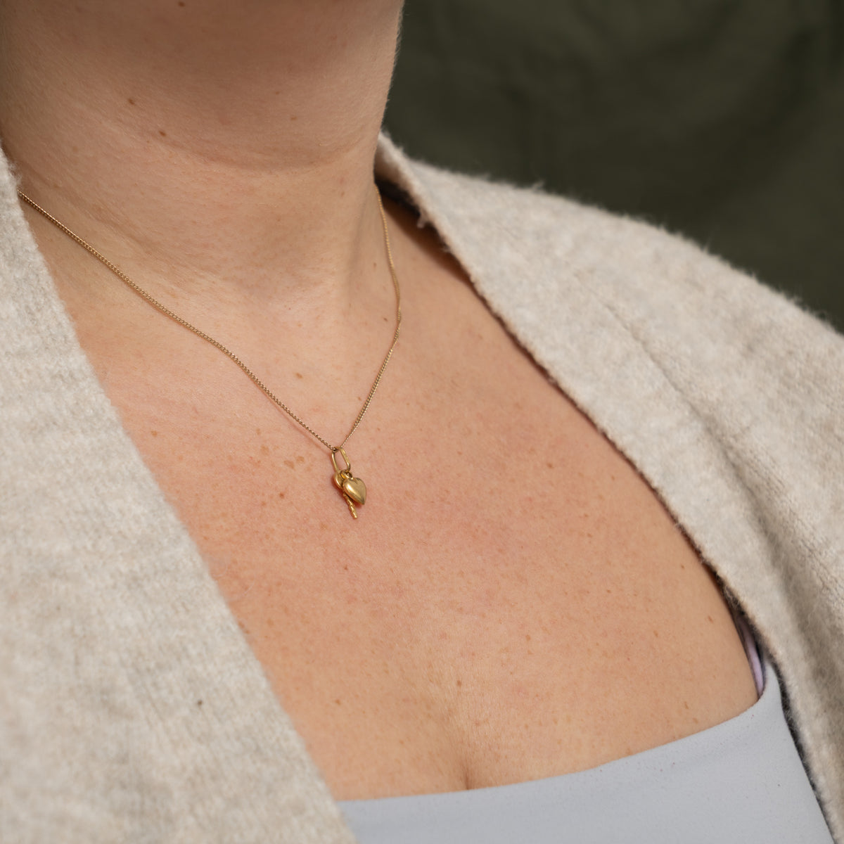 Italian 18k Yellow Gold Key & Heart Charm