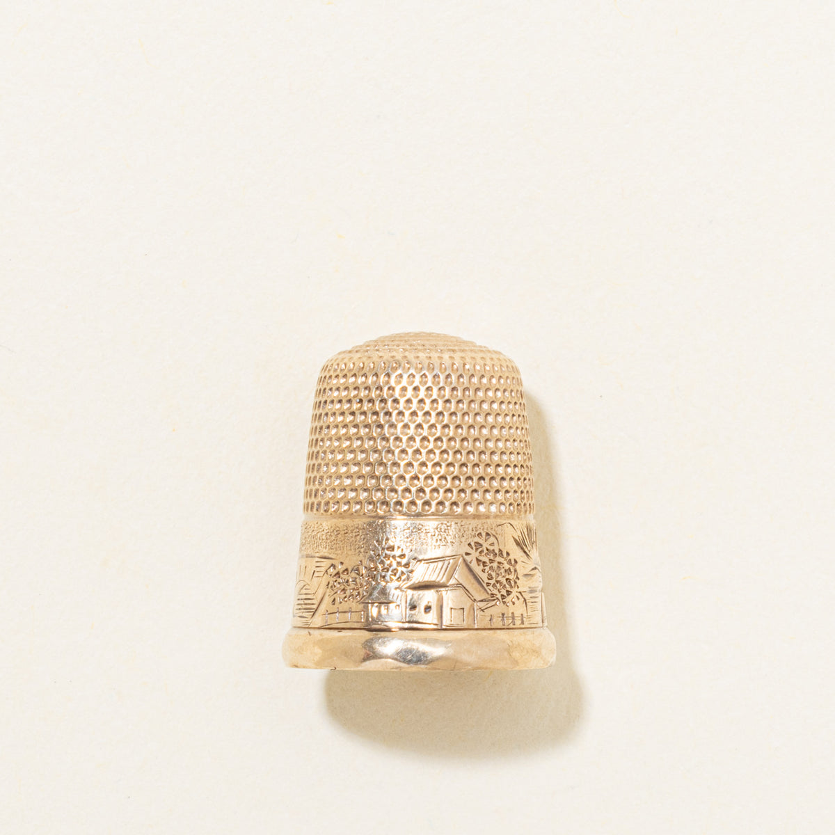 9k Yellow Gold Engraved Floral Thimble