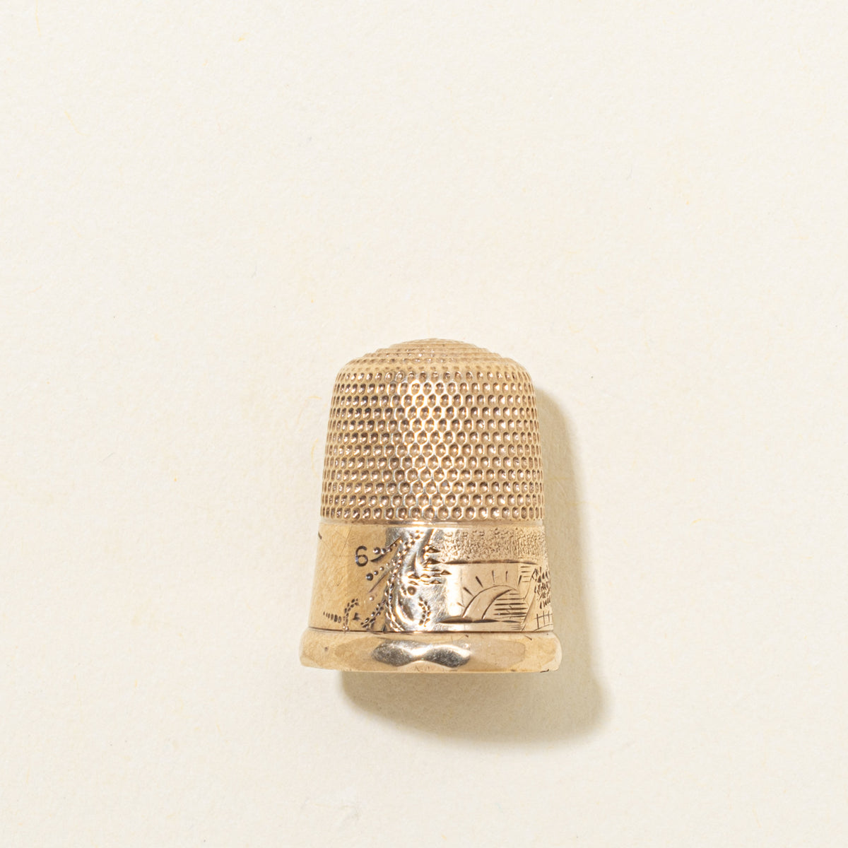 9k Yellow Gold Engraved Floral Thimble