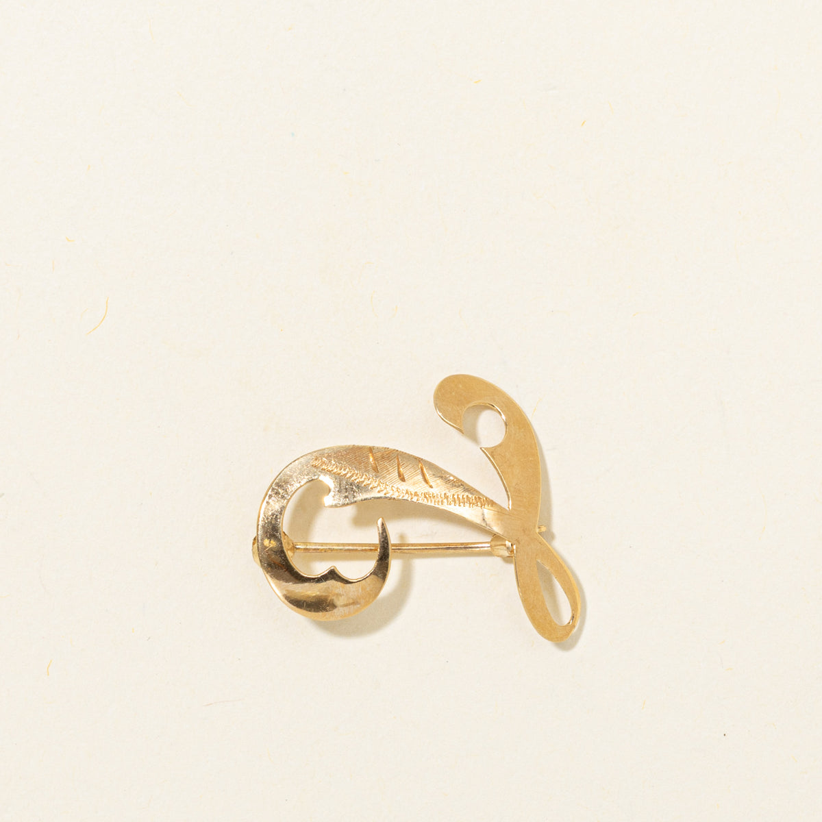 18k Yellow Gold Scrollwork Abstract Brooch