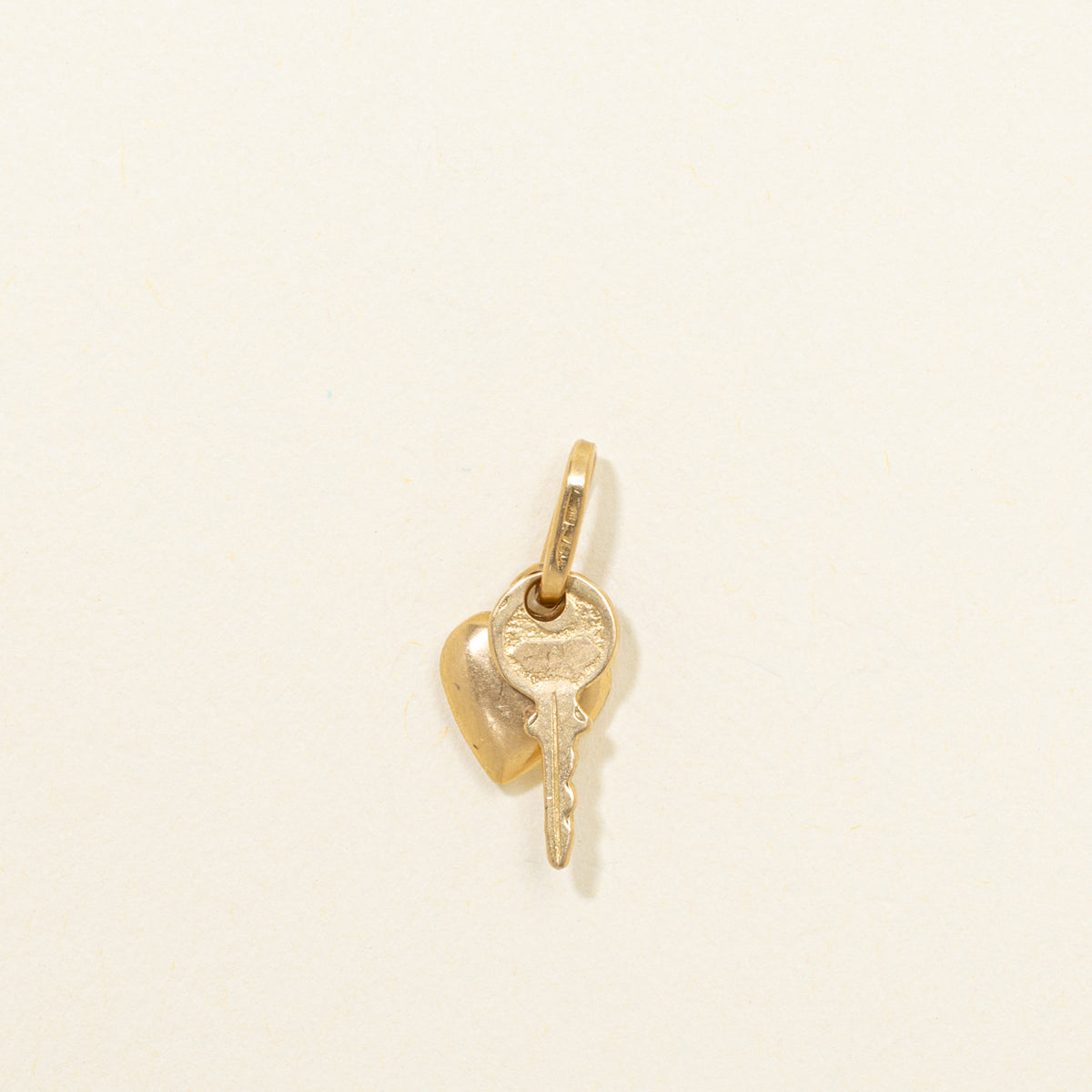 Italian 18k Yellow Gold Key & Heart Charm