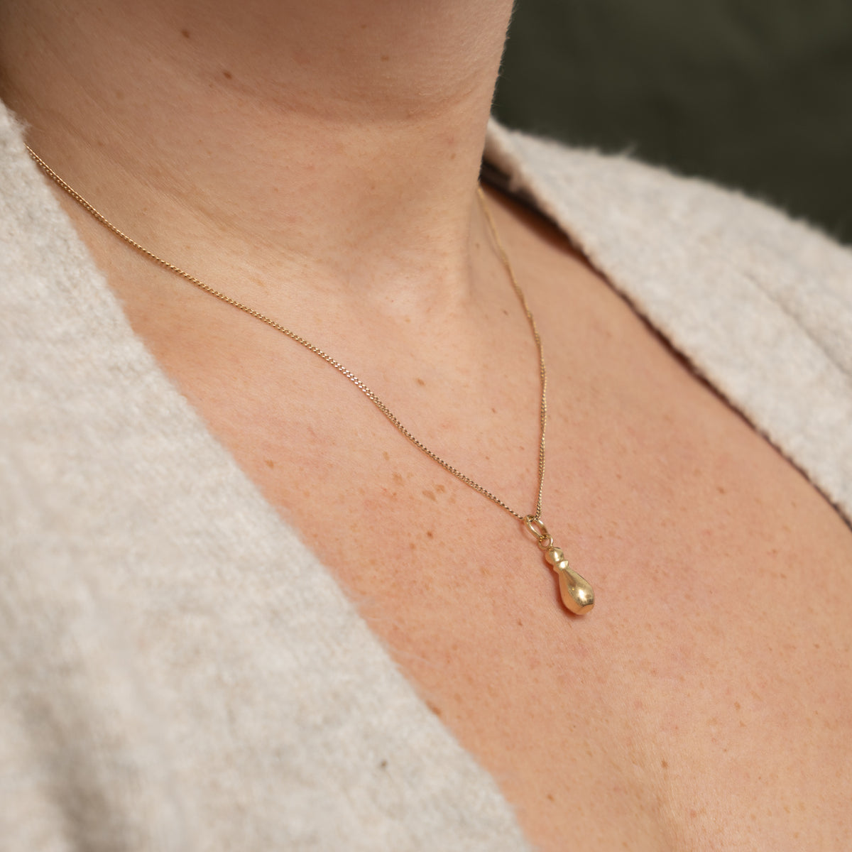 14k Yellow Gold Bowling Pin Charm