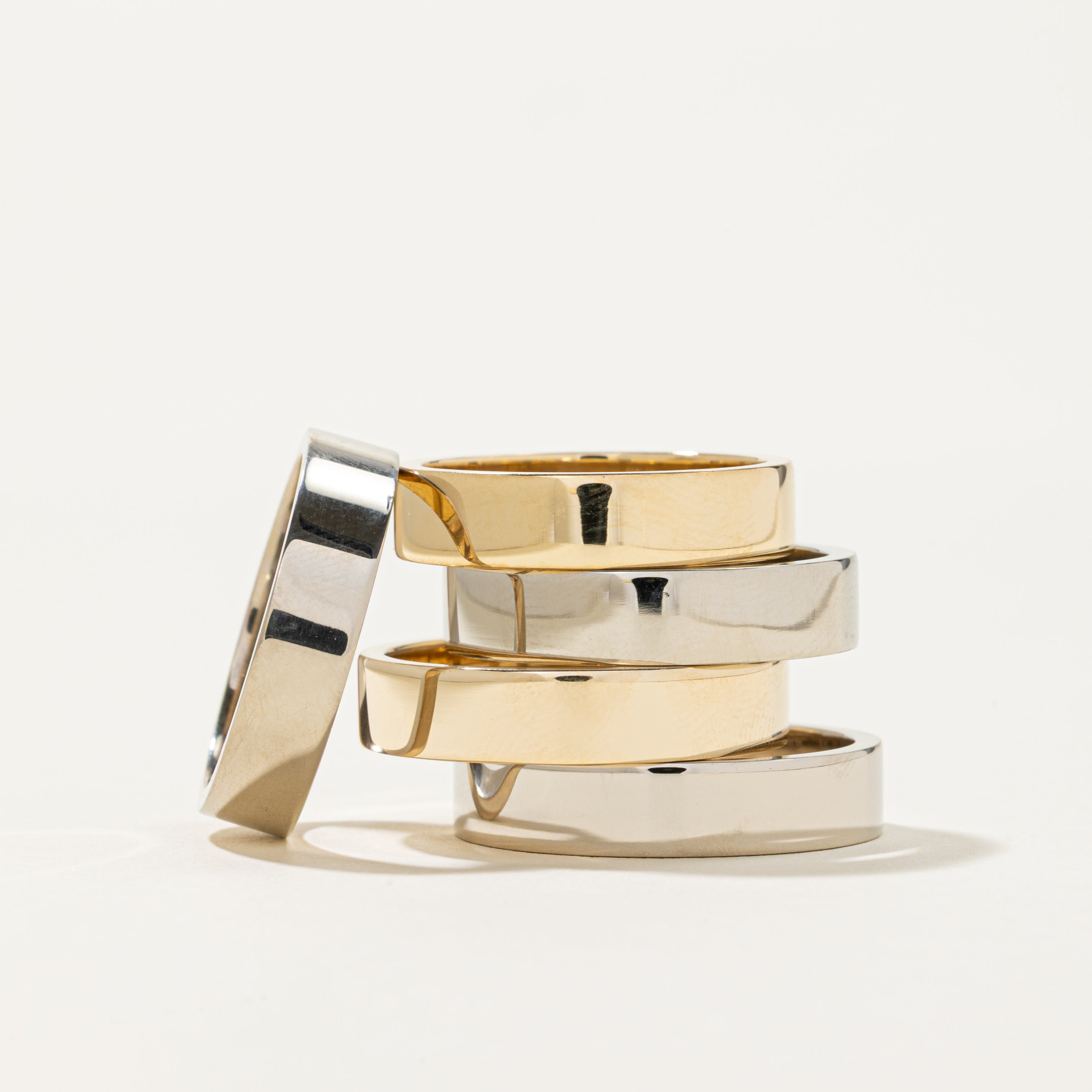 '100 Ways' Rectangular Heavy Gold Band | 5.00mm | Various Sizes