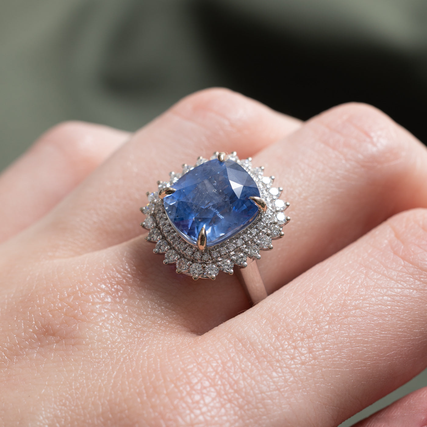 10.38ct GIA Unheated Sri Lanka Sapphire & Diamond Cocktail Ring | GIA 10.38ct | 0.83ctw | SZ 6.5