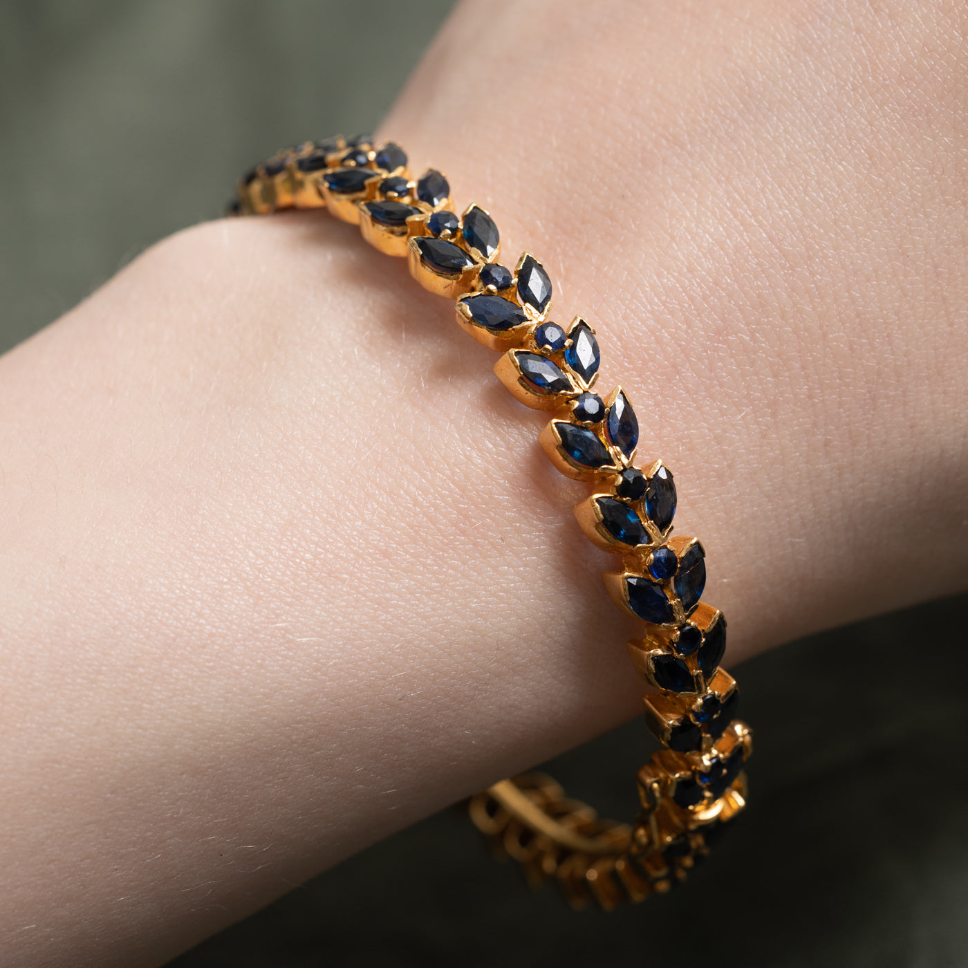 22k Unheated Sapphire Bangle Bracelet | 11.46ctw