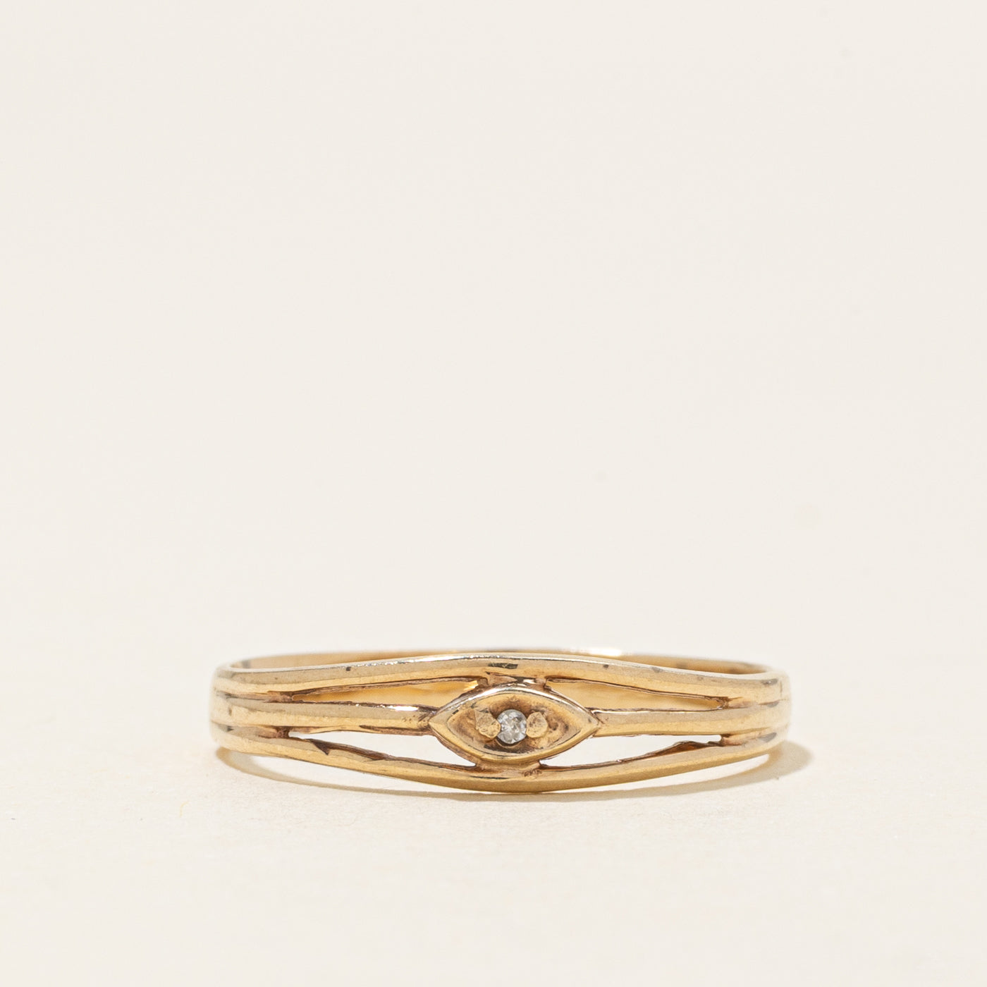 Yellow Gold Diamond Open Shank Band | SZ 6