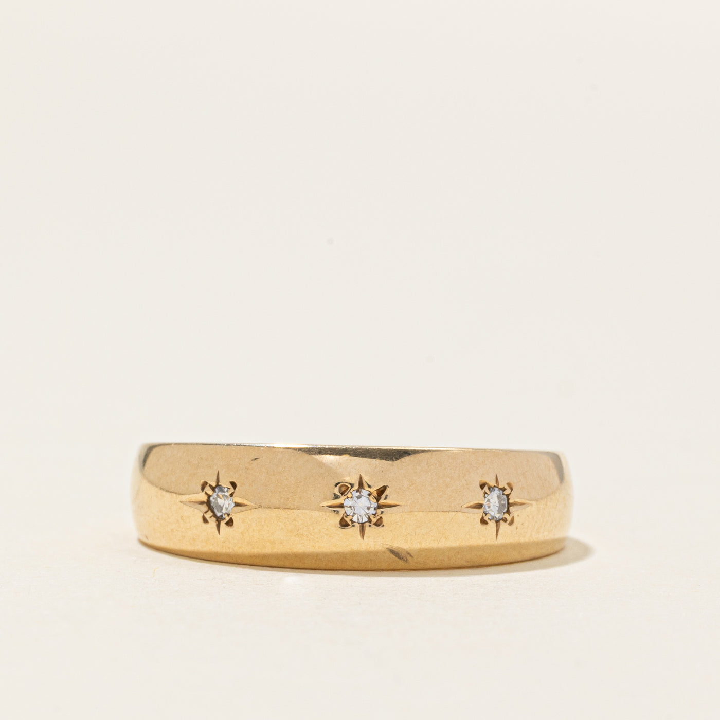Three Stone Star Set Diamond Band | SZ 8.75