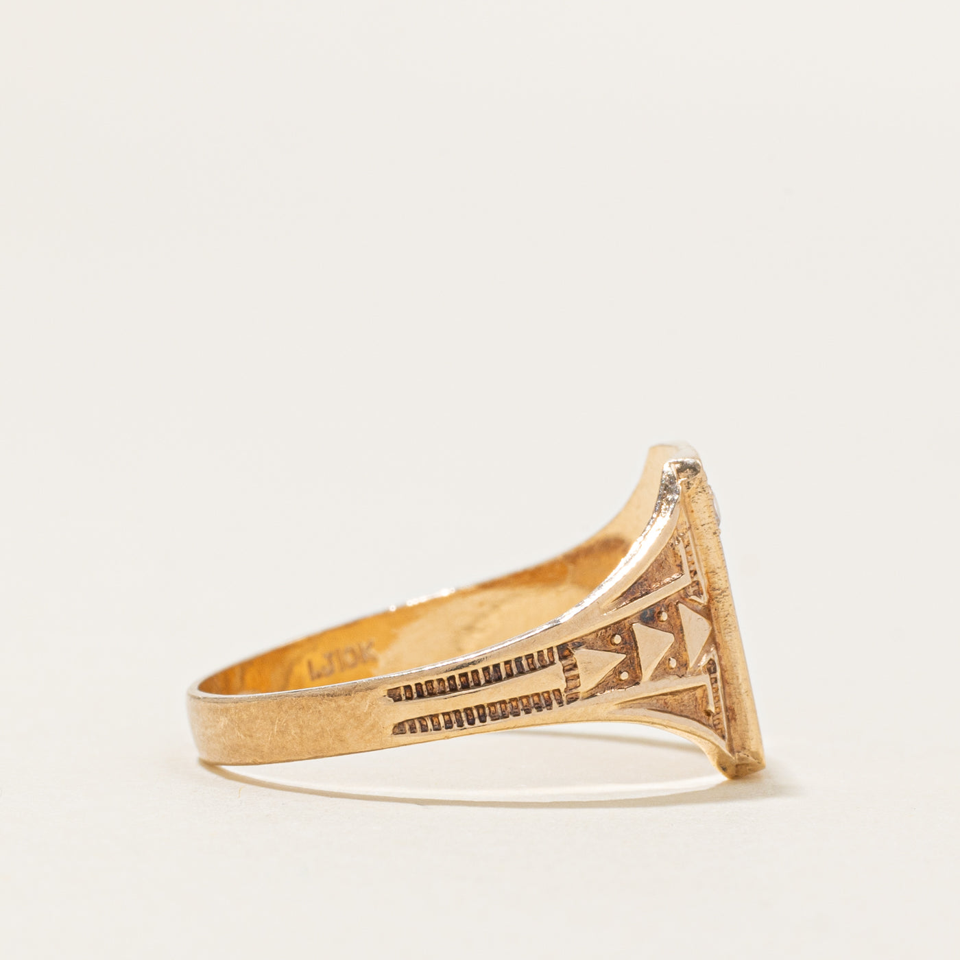 Diamond 'D' Initial Signet Ring | SZ 6