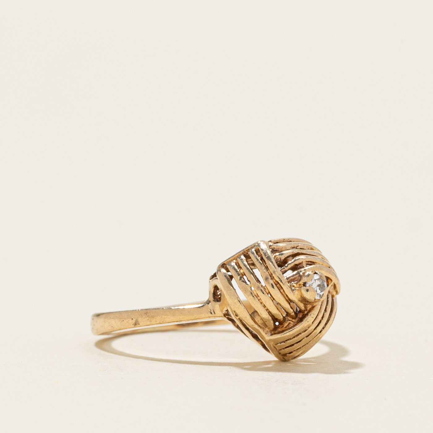 Diamond Grooved Knot Ring | SZ 4.75