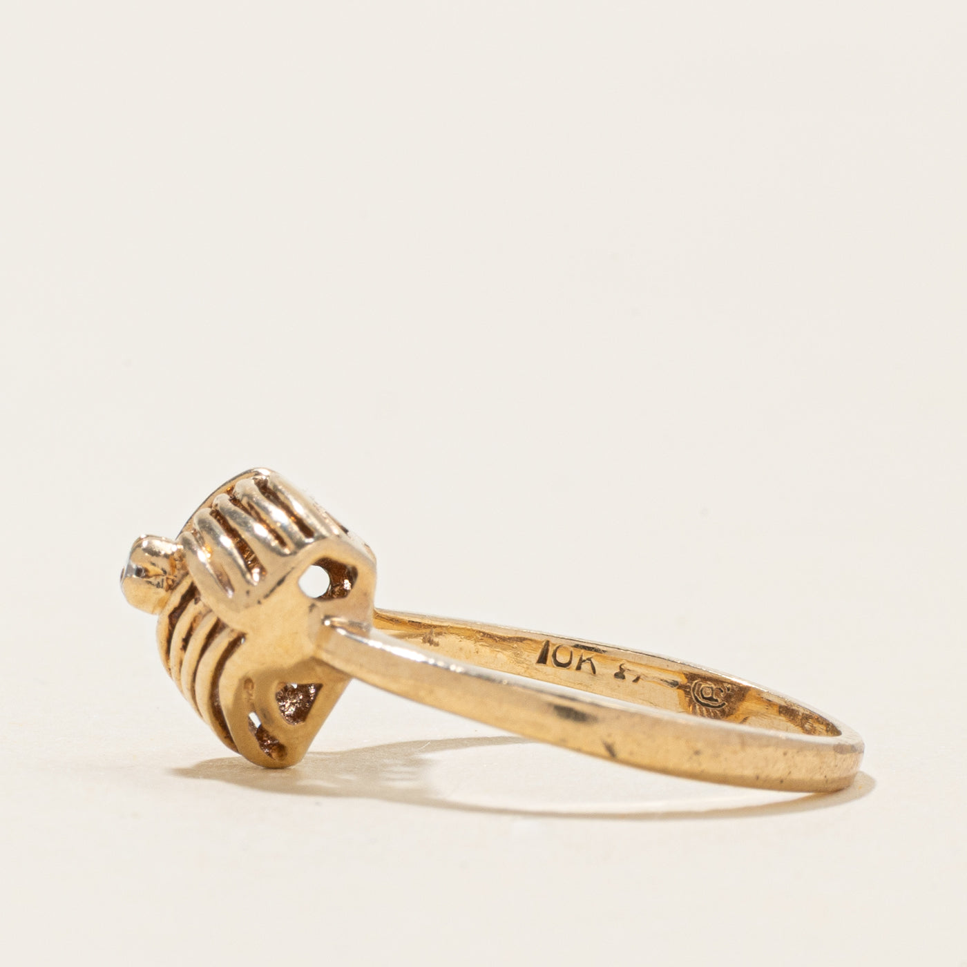Diamond Grooved Knot Ring | SZ 4.75