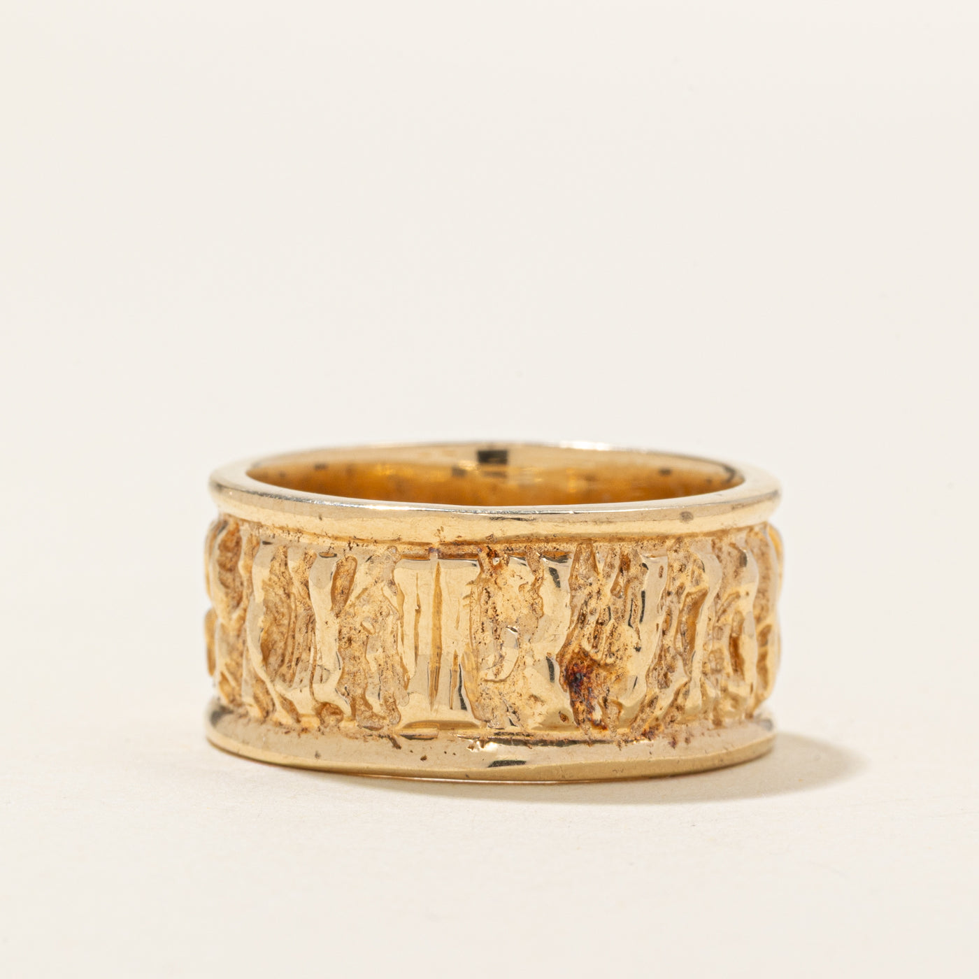 'Birks' 14k Yellow Gold Textured Cigar Band | SZ 8.75