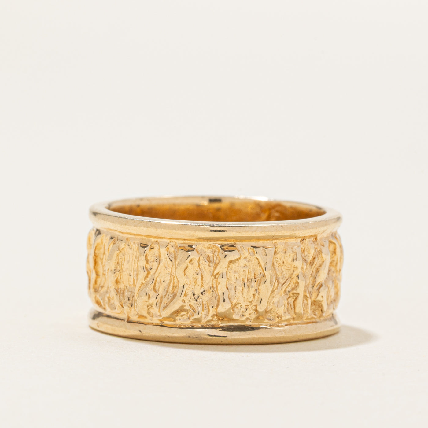 'Birks' 14k Yellow Gold Textured Cigar Band | SZ 8.75