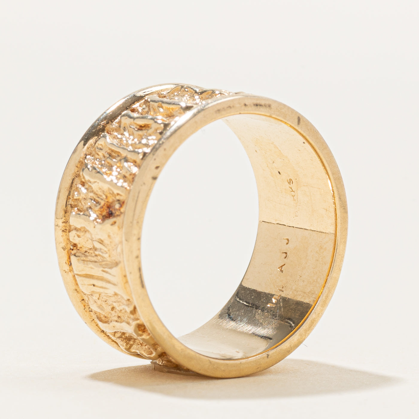 'Birks' 14k Yellow Gold Textured Cigar Band | SZ 8.75