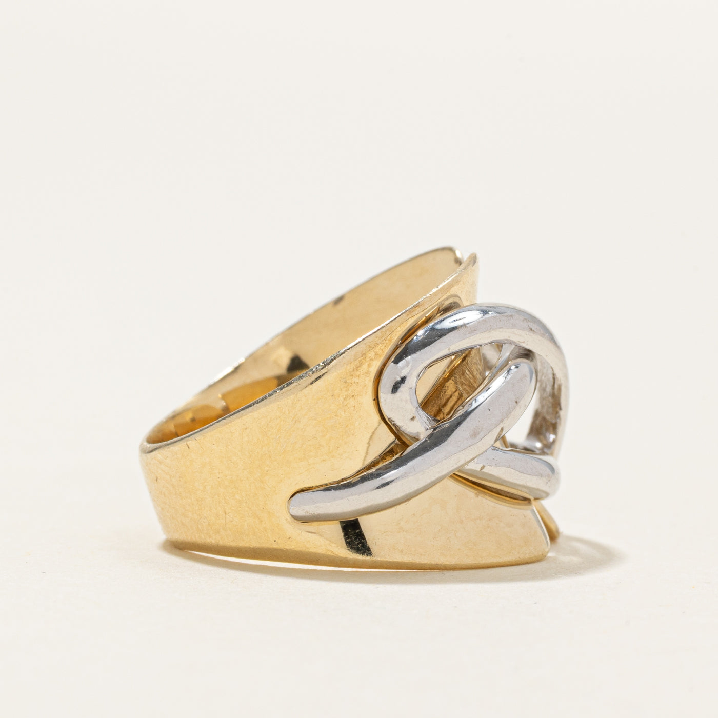 14k Yellow & White Gold Cross Over Ring | SZ 5.25