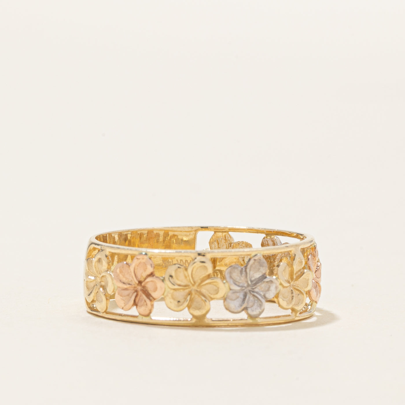 14k Tri Tone Gold Flower Band | SZ 9
