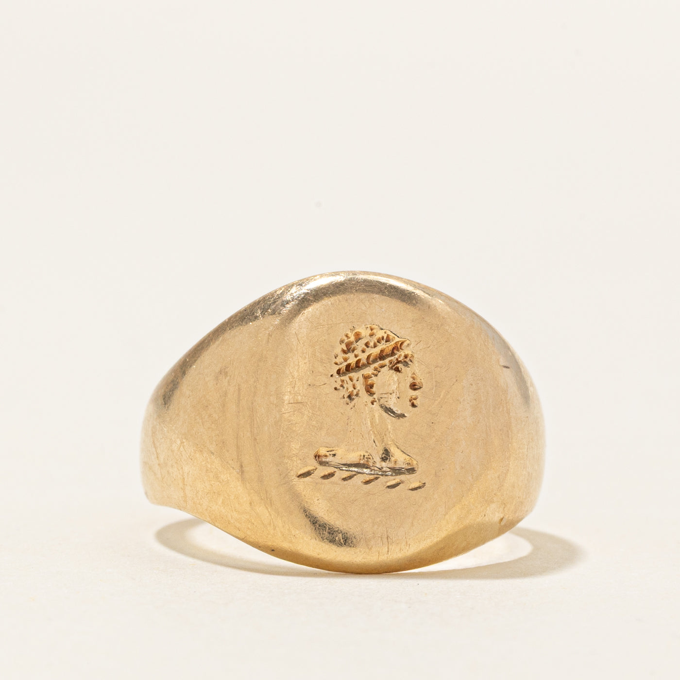 14k Yellow Gold Profile Intaglio Signet Ring | SZ 6.25