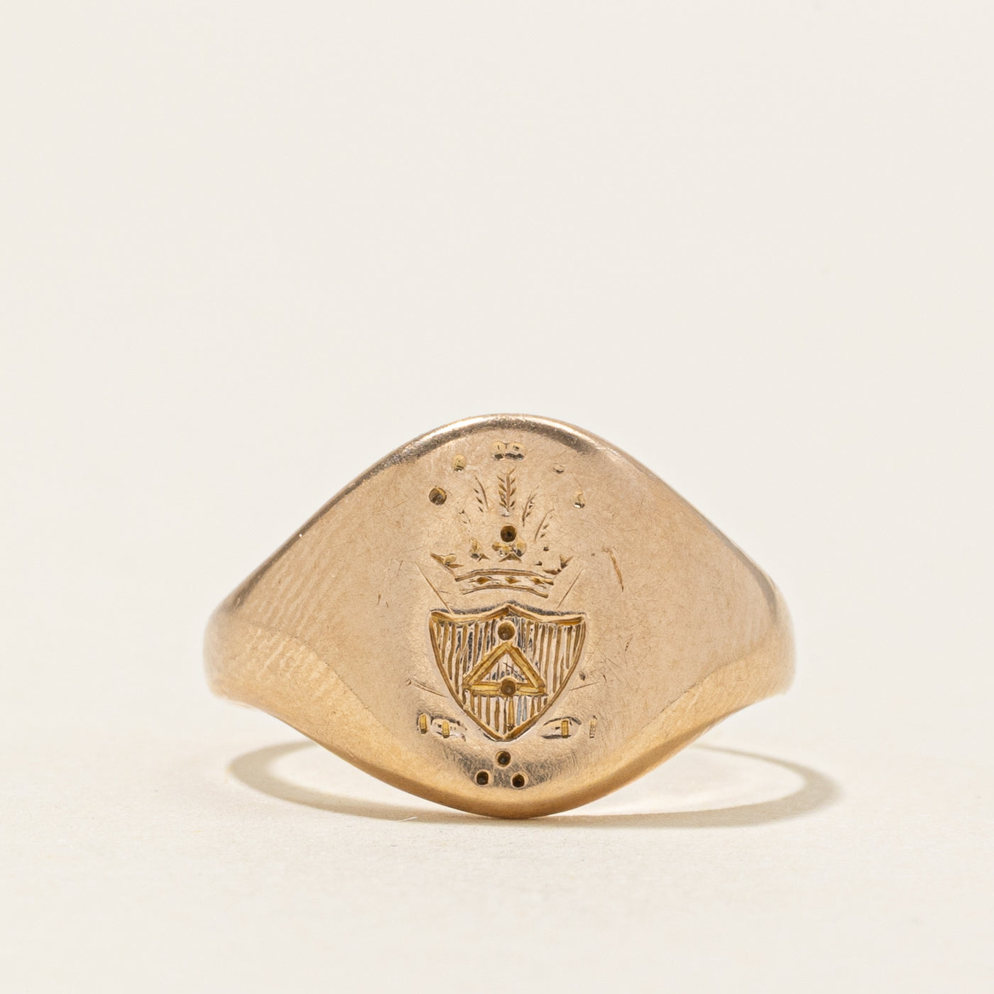 'Birks' 14k Yellow Gold Crest Signet Ring | SZ 5
