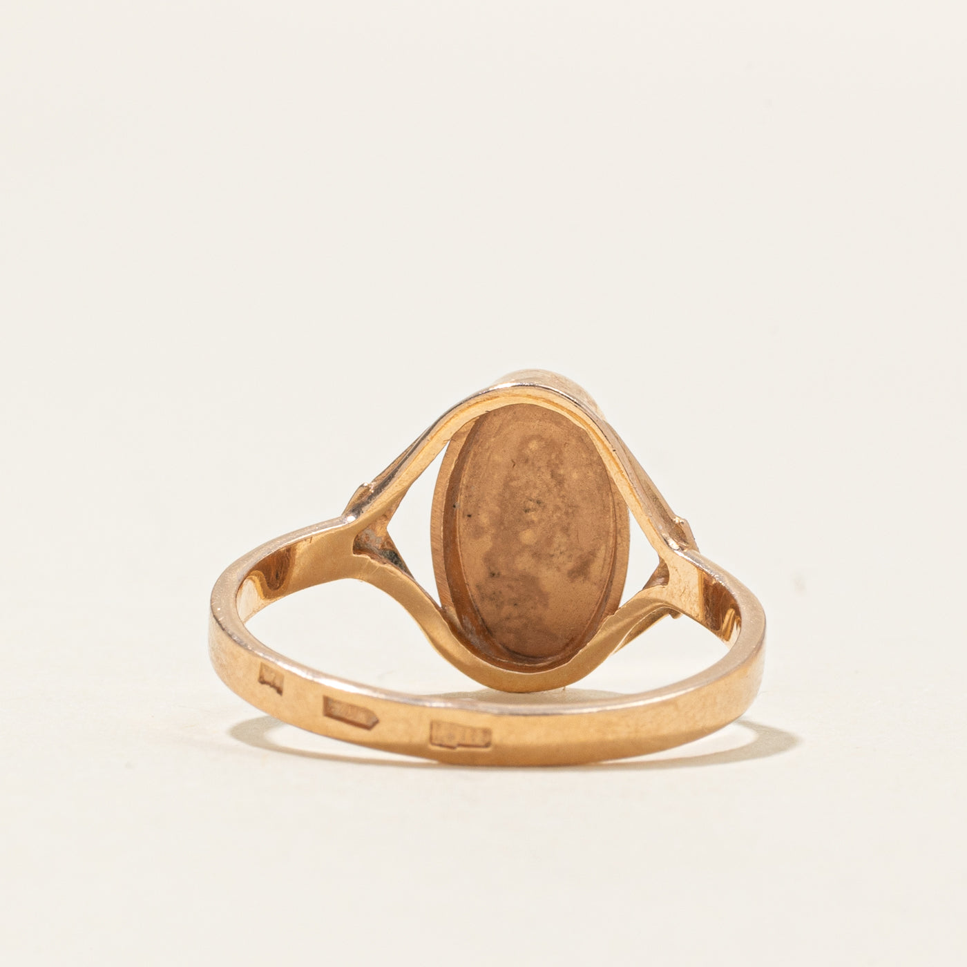 1997 Ukrainian 14k Yellow Gold Open Shank Signet Ring | SZ 7.25