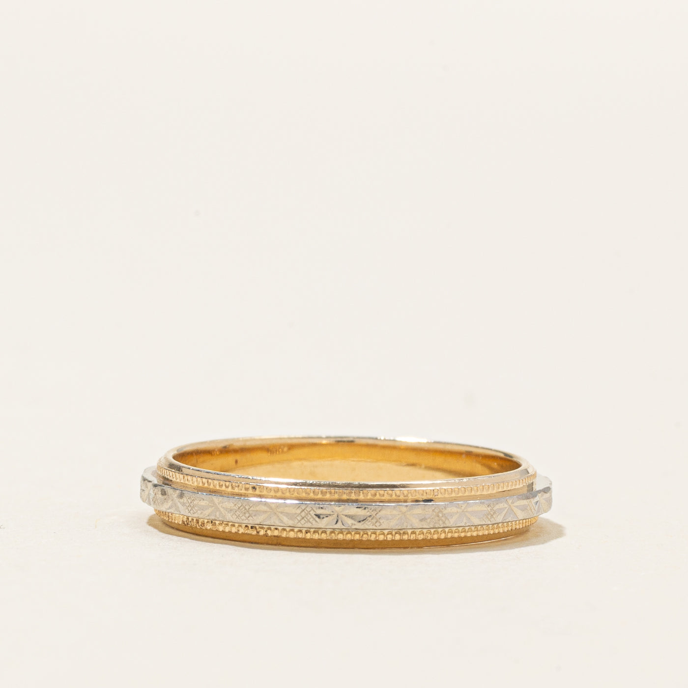 14k Two Tone Gold Diamond Cut Band | SZ 6.75