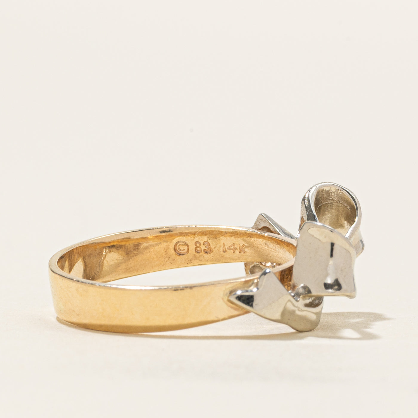 14k Yellow & White Gold Bow Ring | SZ 8