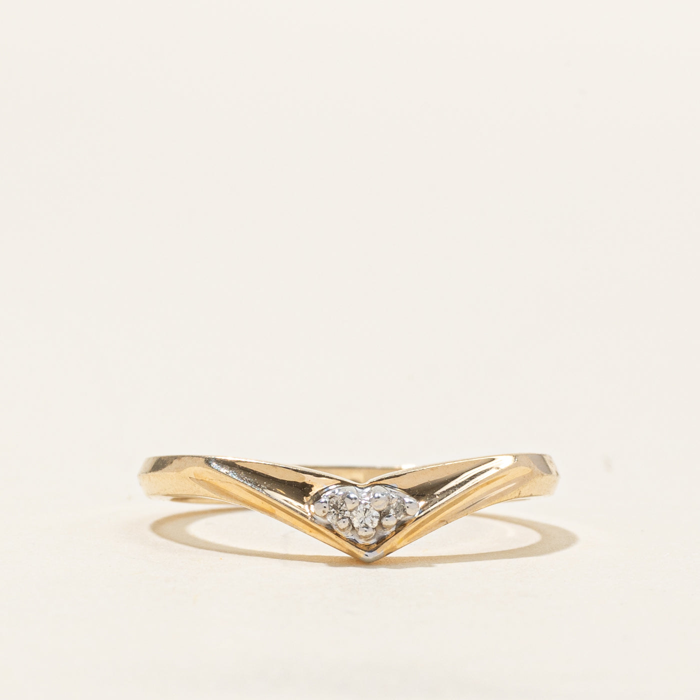 Yellow Gold Diamond Cluster Chevron Ring | SZ 6.75