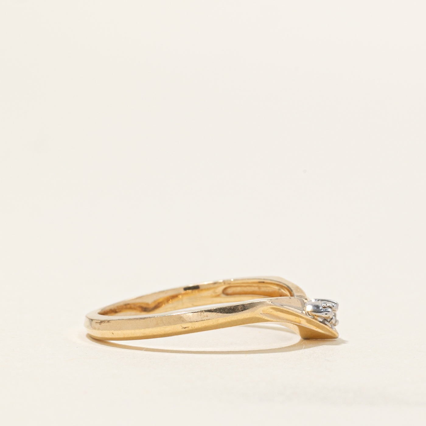 Yellow Gold Diamond Cluster Chevron Ring | SZ 6.75