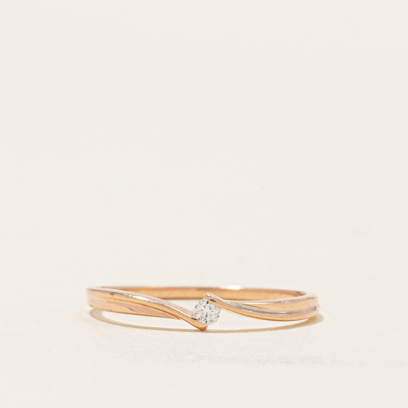 Tension Set Diamond Petite Bypass Ring | SZ 6.25