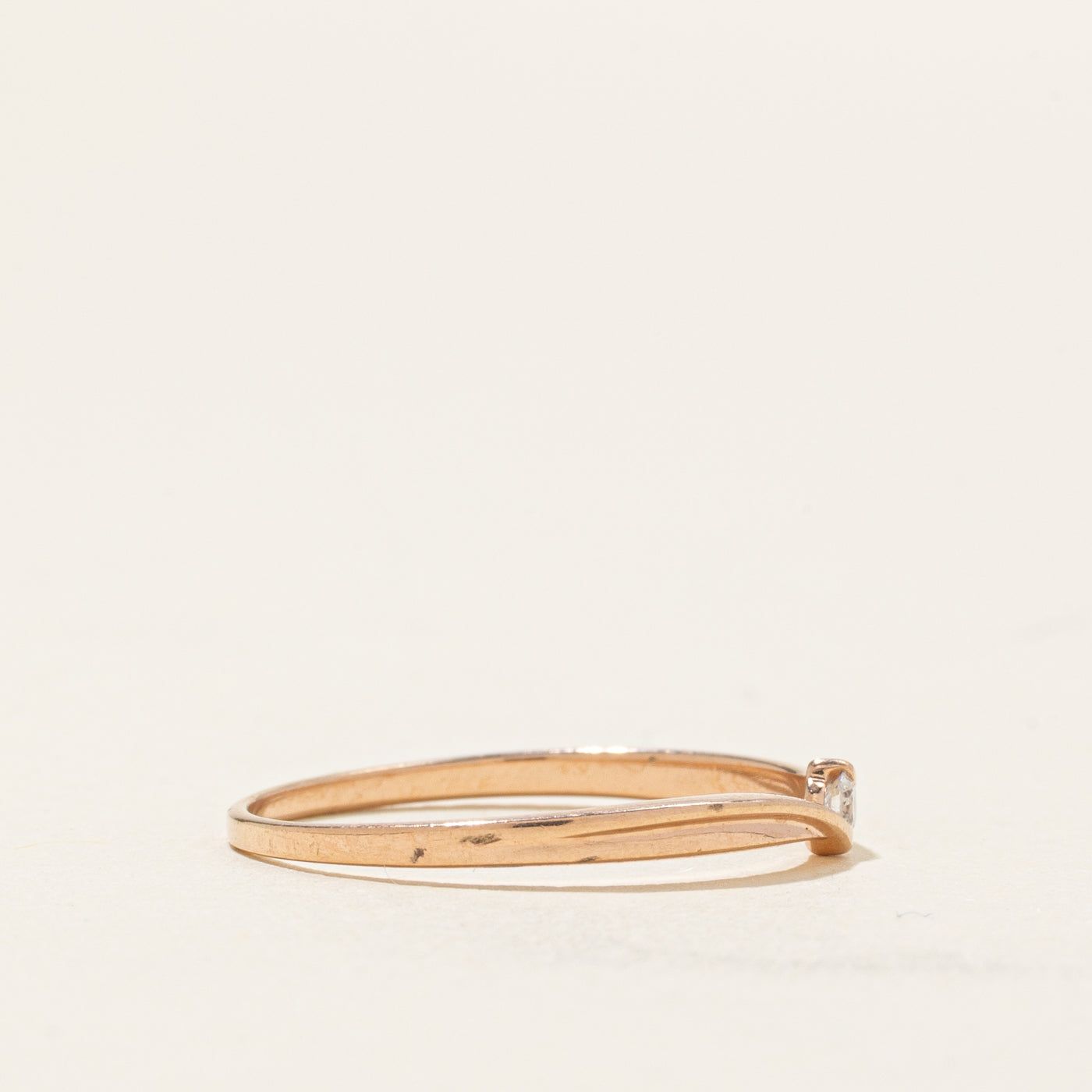 Tension Set Diamond Petite Bypass Ring | SZ 6.25