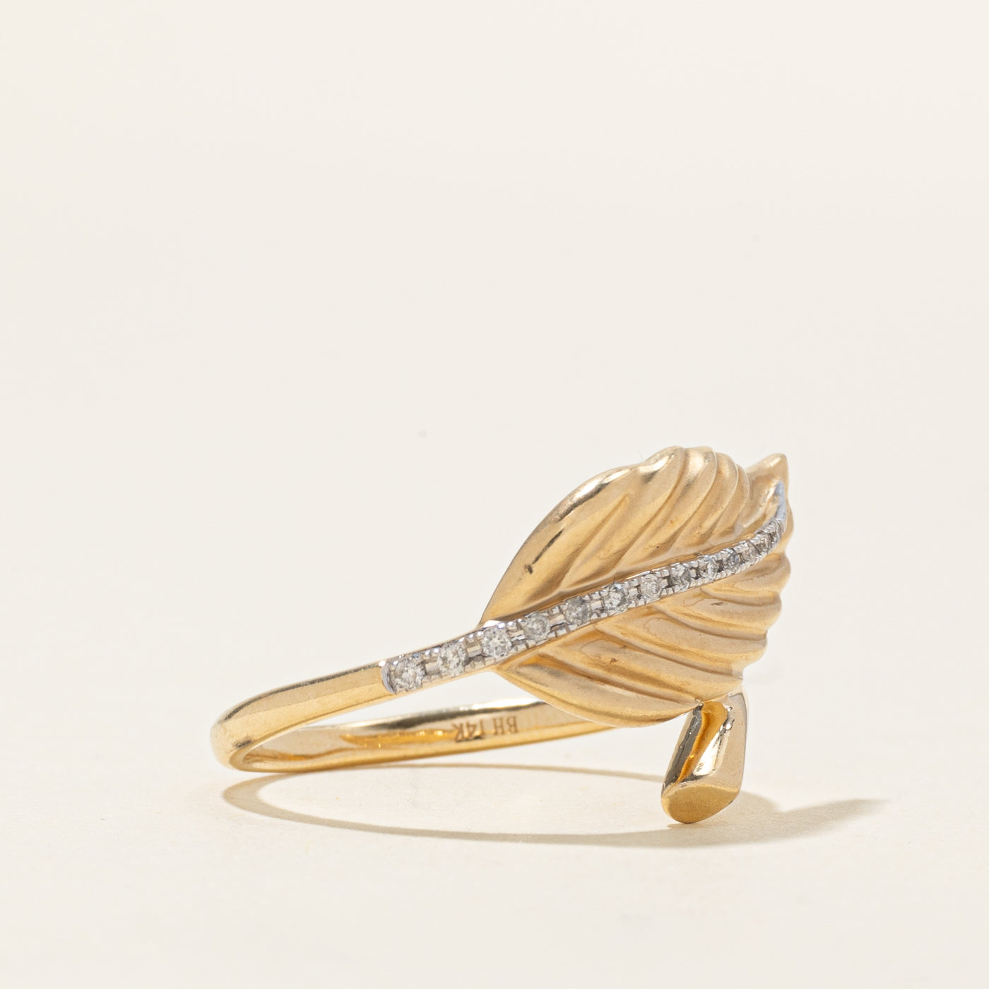 'Effy' Diamond Column Leaf Bypass Ring | SZ 7.25