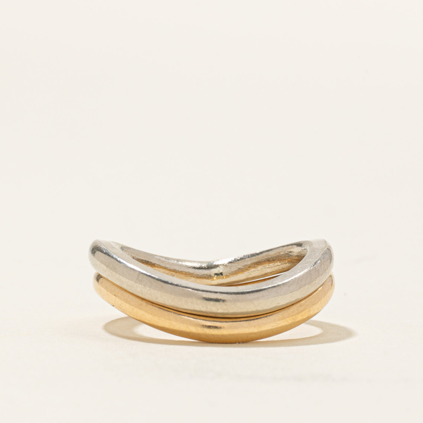 18k Two Tone Gold Curved Bands | SZ 6