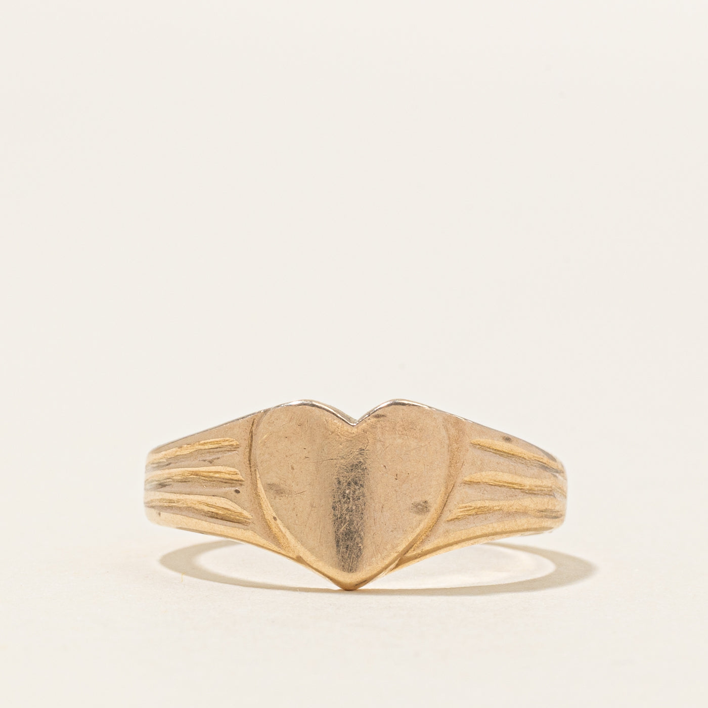 10k Yellow Gold Heart Signet Ring | SZ 7