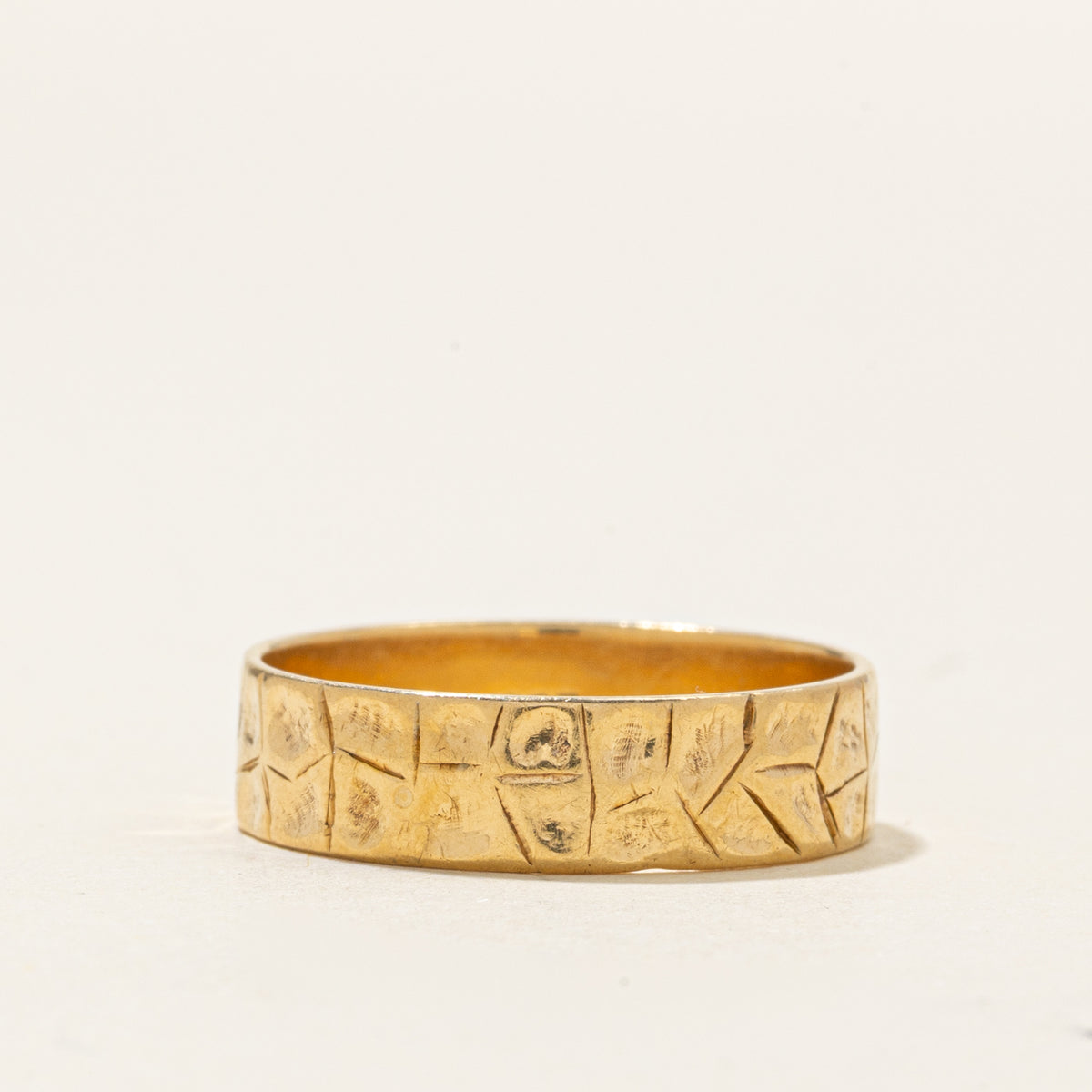 Band Texture Gold 18k Yellow Gold Textured Band | SZ 7.75