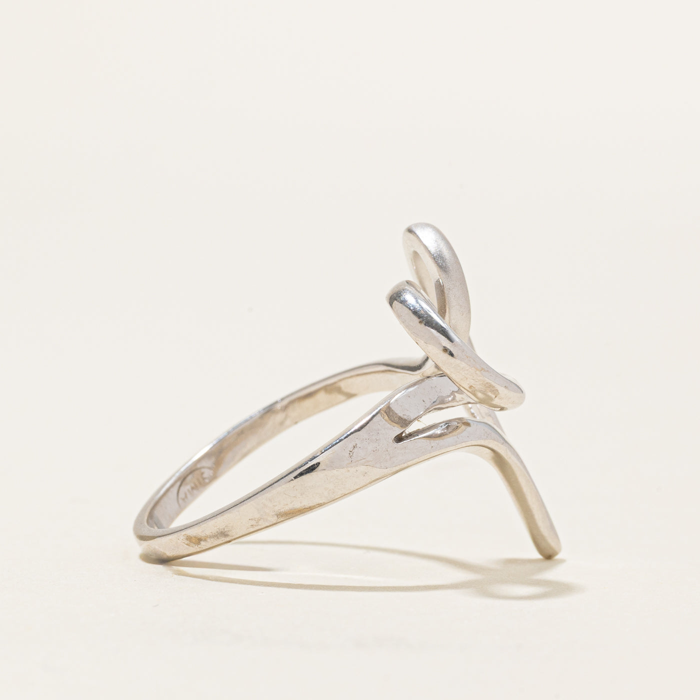 18k White Gold Abstract Heart Ring | SZ 7
