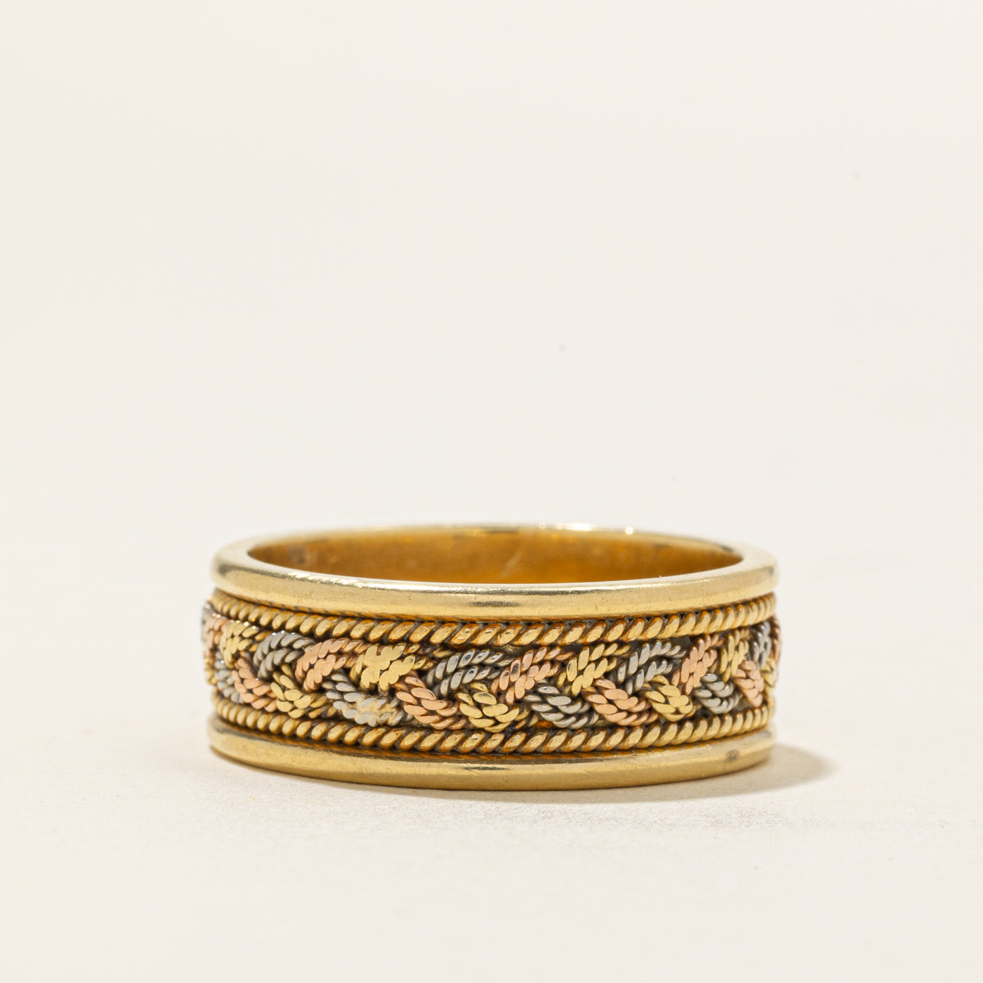 'Birks' 18k Tri Tone Gold Braided Band | SZ 9.75