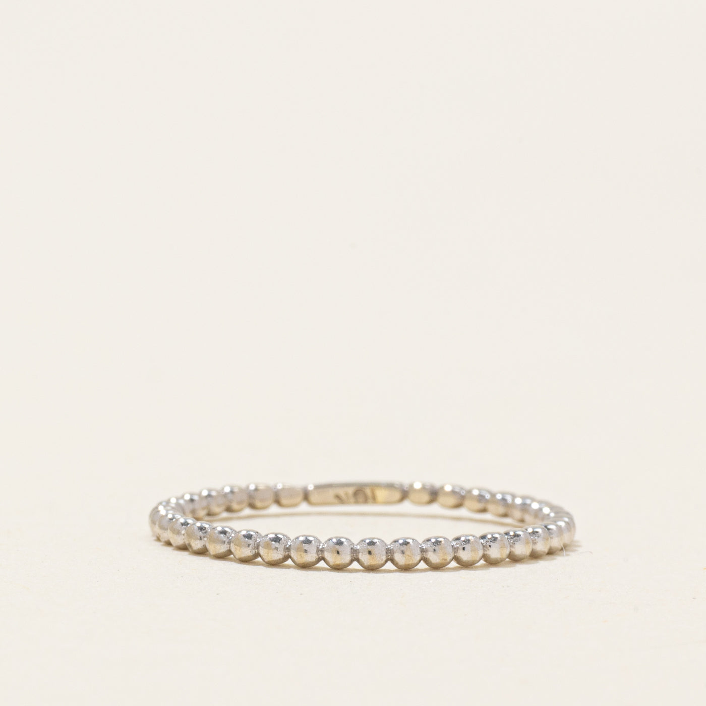 10k White Gold Beaded Band | 1.30mm | SZ 4.25