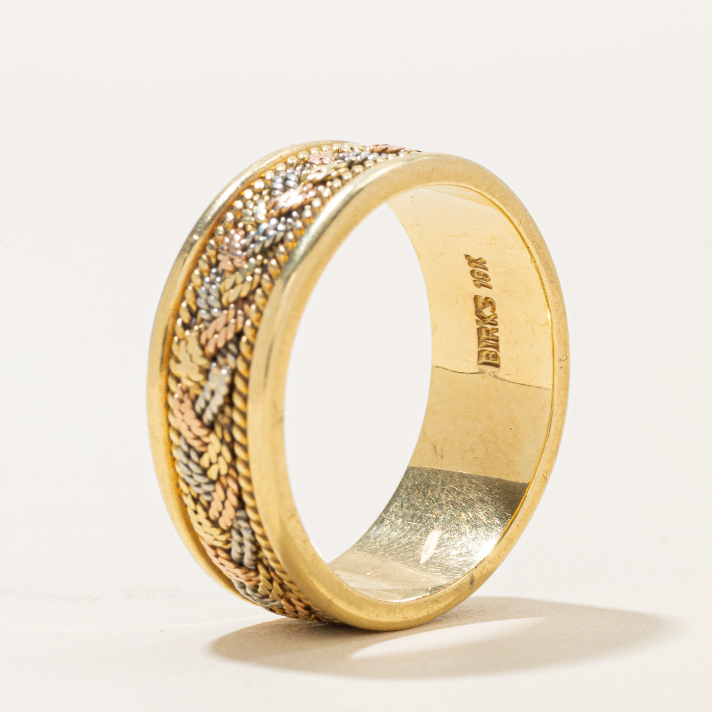 'Birks' 18k Tri Tone Gold Braided Band | SZ 9.75