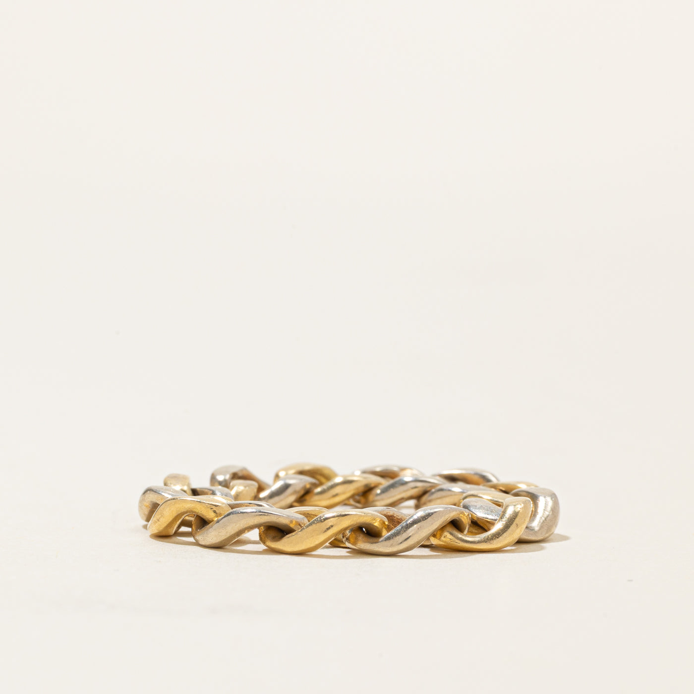 18k Yellow & White Gold Curb Link Chain Ring | SZ 11.5