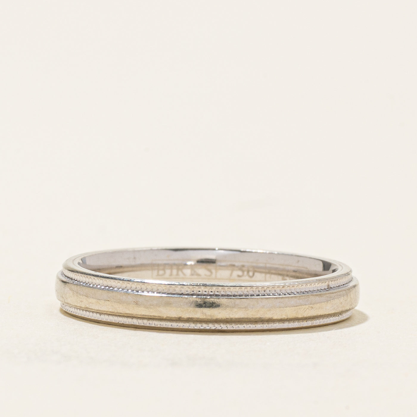 18k White Gold Milgrain Band | SZ 5.75