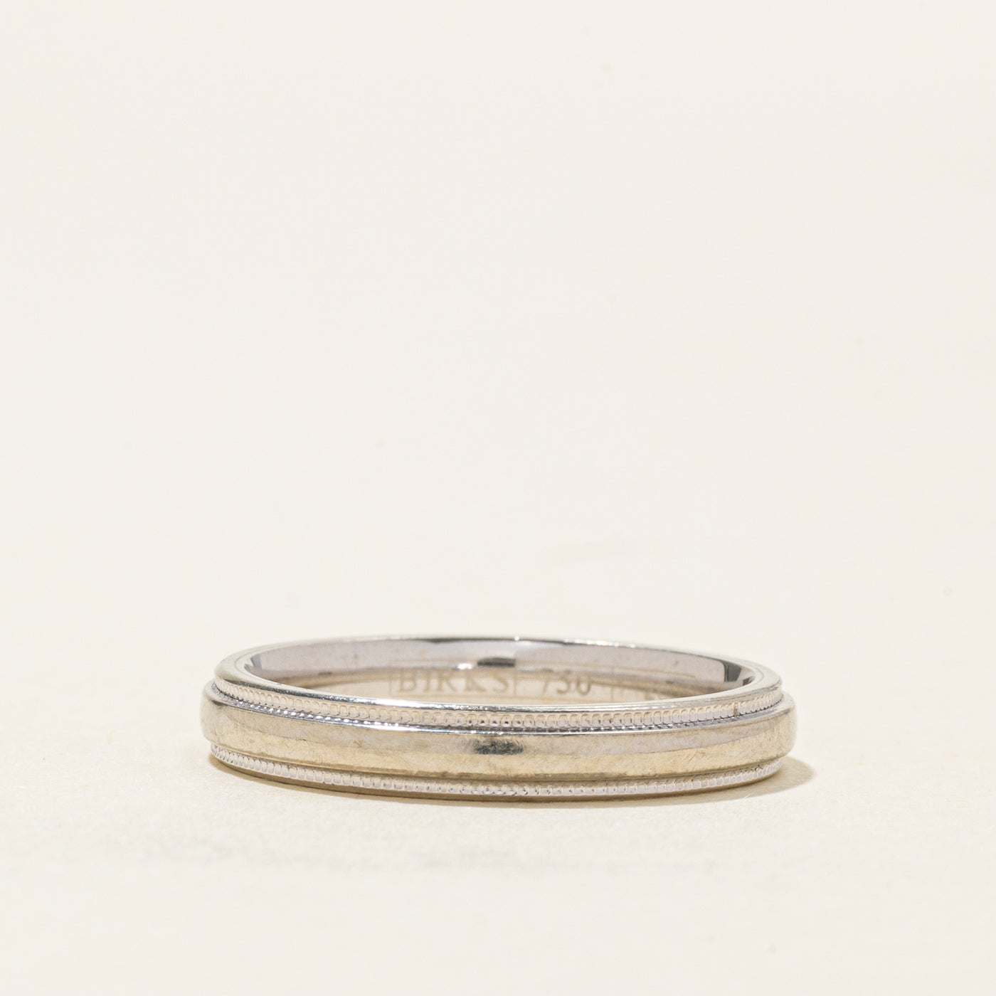 18k White Gold Milgrain Band | SZ 5.75